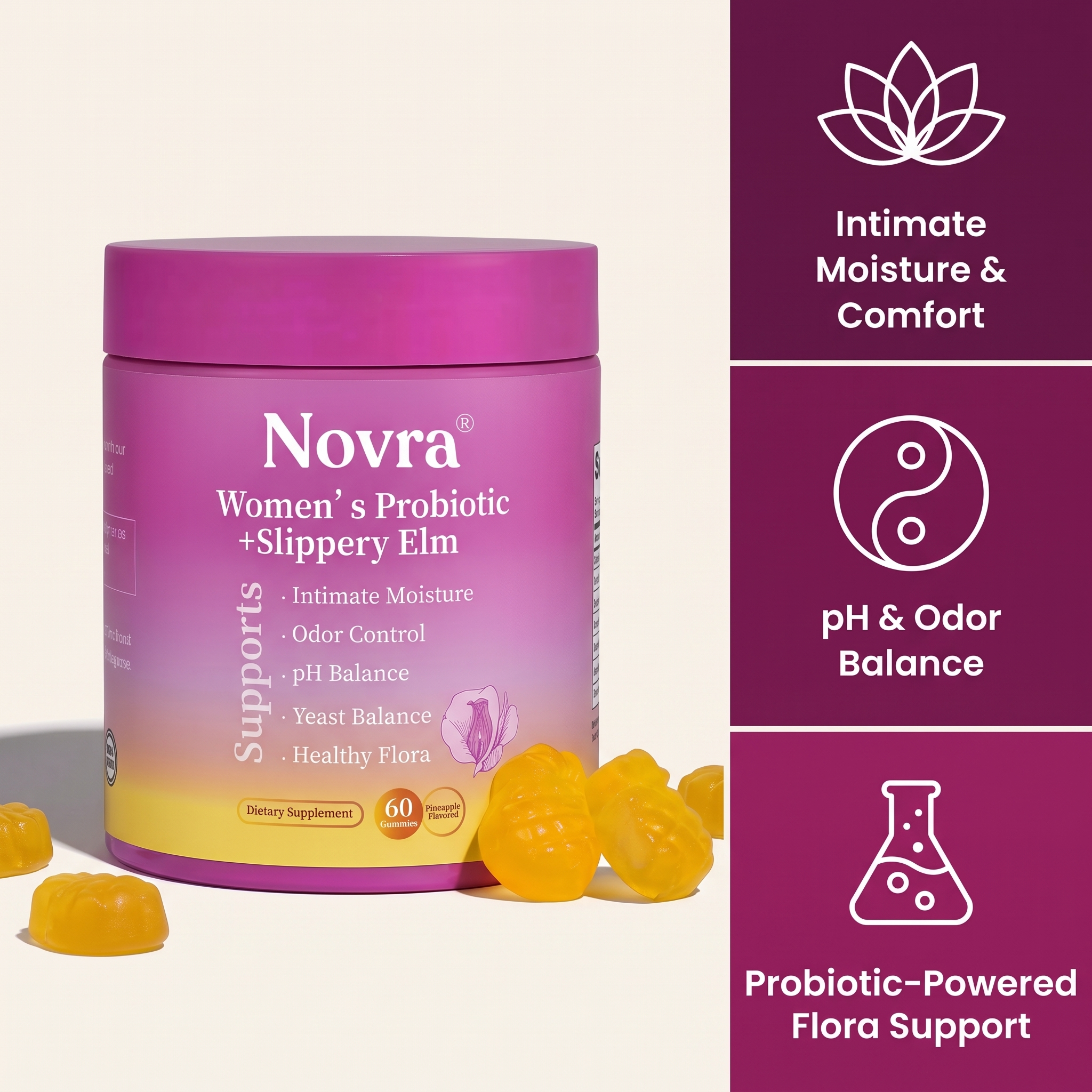 Novra Feminine Probiotics + Slippery Elm